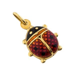 18K Yellow Gold Enamel Ladybug Pendant #R01278